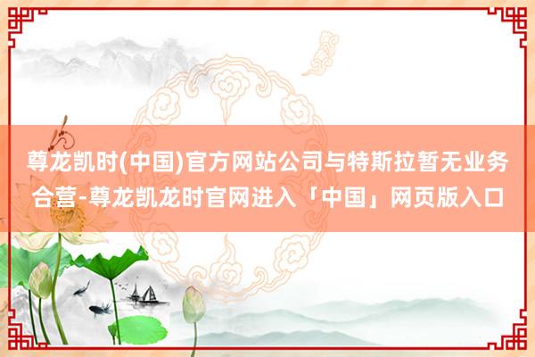 尊龙凯时(中国)官方网站公司与特斯拉暂无业务合营-尊龙凯龙时官网进入「中国」网页版入口