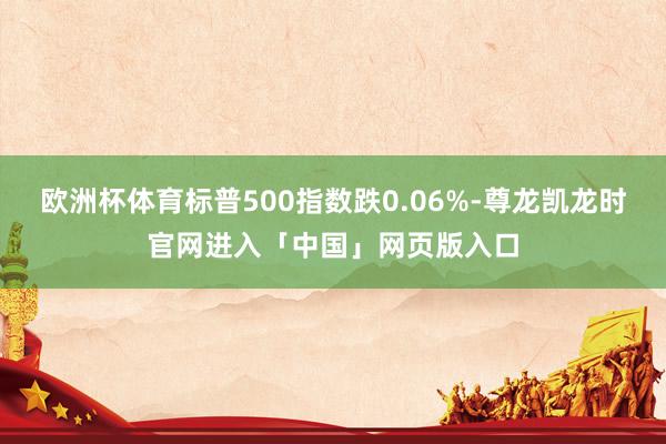 欧洲杯体育标普500指数跌0.06%-尊龙凯龙时官网进入「中国」网页版入口