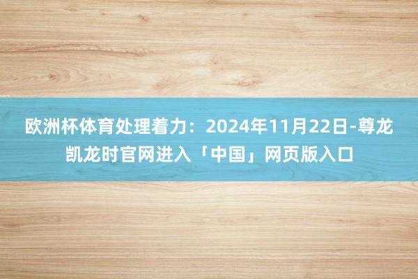 欧洲杯体育处理着力：2024年11月22日-尊龙凯龙时官网进入「中国」网页版入口