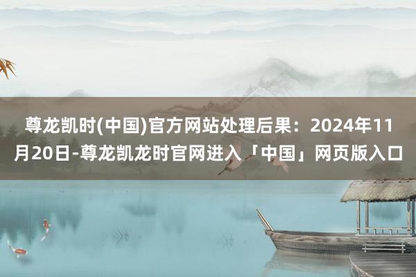 尊龙凯时(中国)官方网站处理后果：2024年11月20日-尊龙凯龙时官网进入「中国」网页版入口