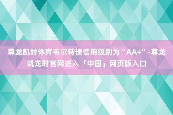 尊龙凯时体育韦尔转债信用级别为“AA+”-尊龙凯龙时官网进入「中国」网页版入口