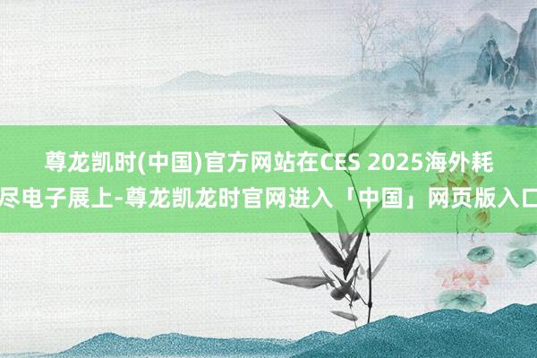 尊龙凯时(中国)官方网站在CES 2025海外耗尽电子展上-尊龙凯龙时官网进入「中国」网页版入口