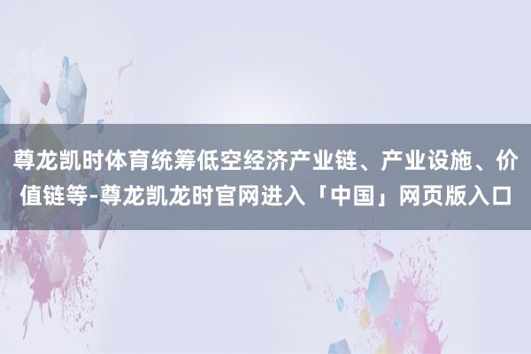 尊龙凯时体育统筹低空经济产业链、产业设施、价值链等-尊龙凯龙时官网进入「中国」网页版入口