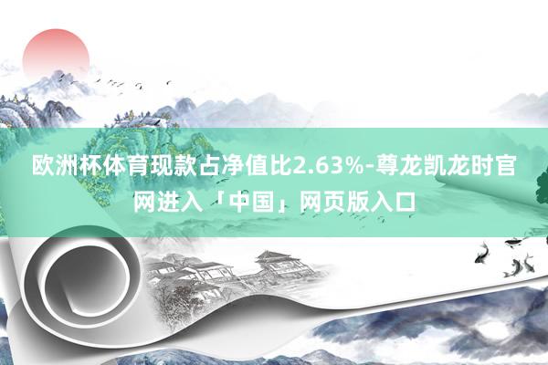 欧洲杯体育现款占净值比2.63%-尊龙凯龙时官网进入「中国」网页版入口