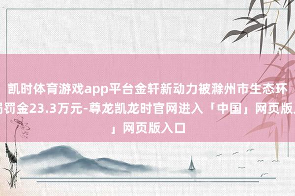 凯时体育游戏app平台金轩新动力被滁州市生态环境局罚金23.3万元-尊龙凯龙时官网进入「中国」网页版入口