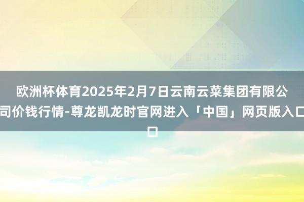 欧洲杯体育2025年2月7日云南云菜集团有限公司价钱行情-尊龙凯龙时官网进入「中国」网页版入口