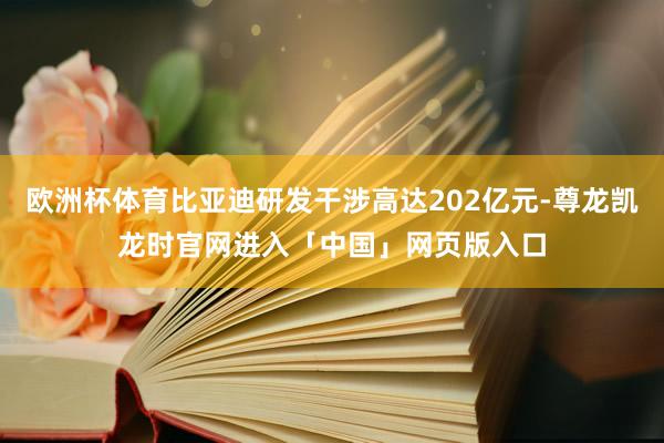 欧洲杯体育比亚迪研发干涉高达202亿元-尊龙凯龙时官网进入「中国」网页版入口